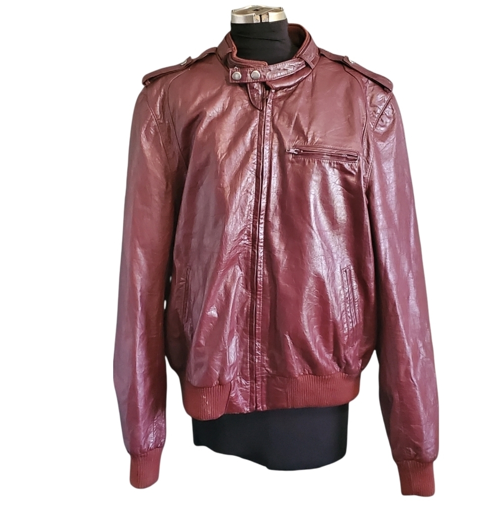 Vintage Mens Bermans Lined Leather Bomber Motorcycle Jacket Size 46l